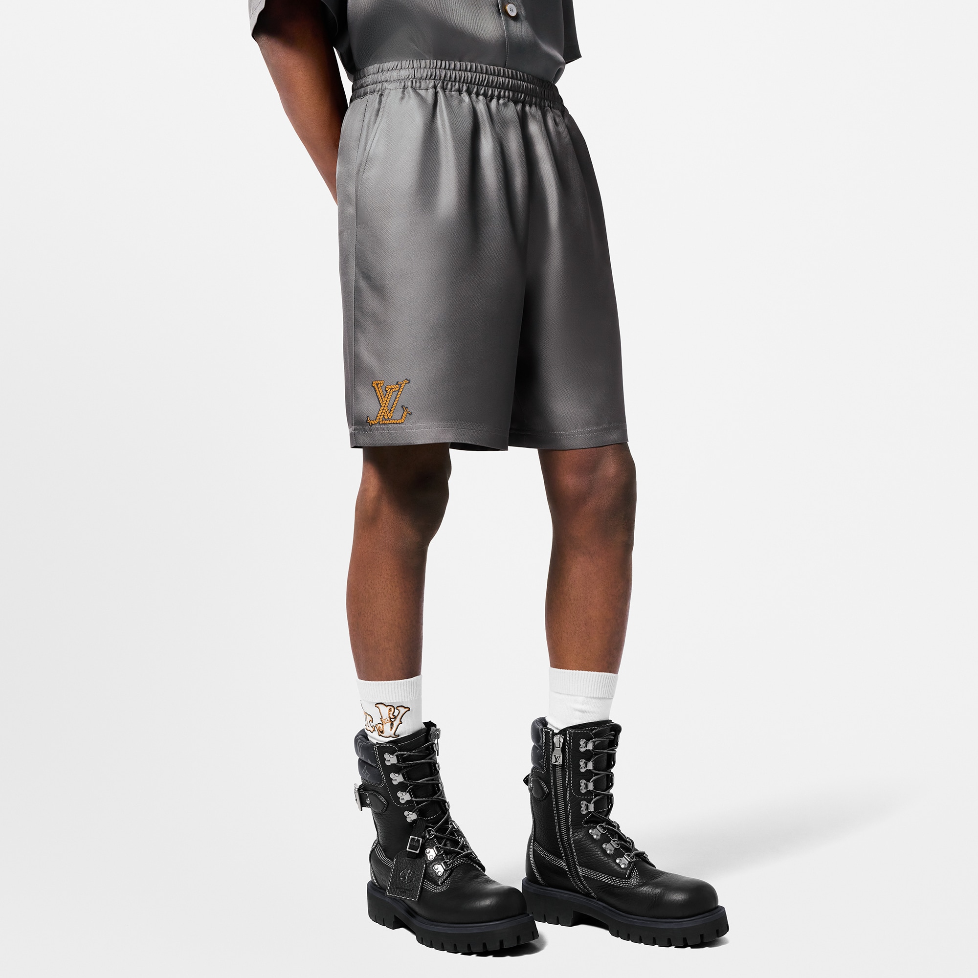 Printed Silk Shorts  in Pria