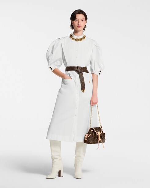 パフスリーブ シャツドレス ウィメンズ ウェア(洋服)