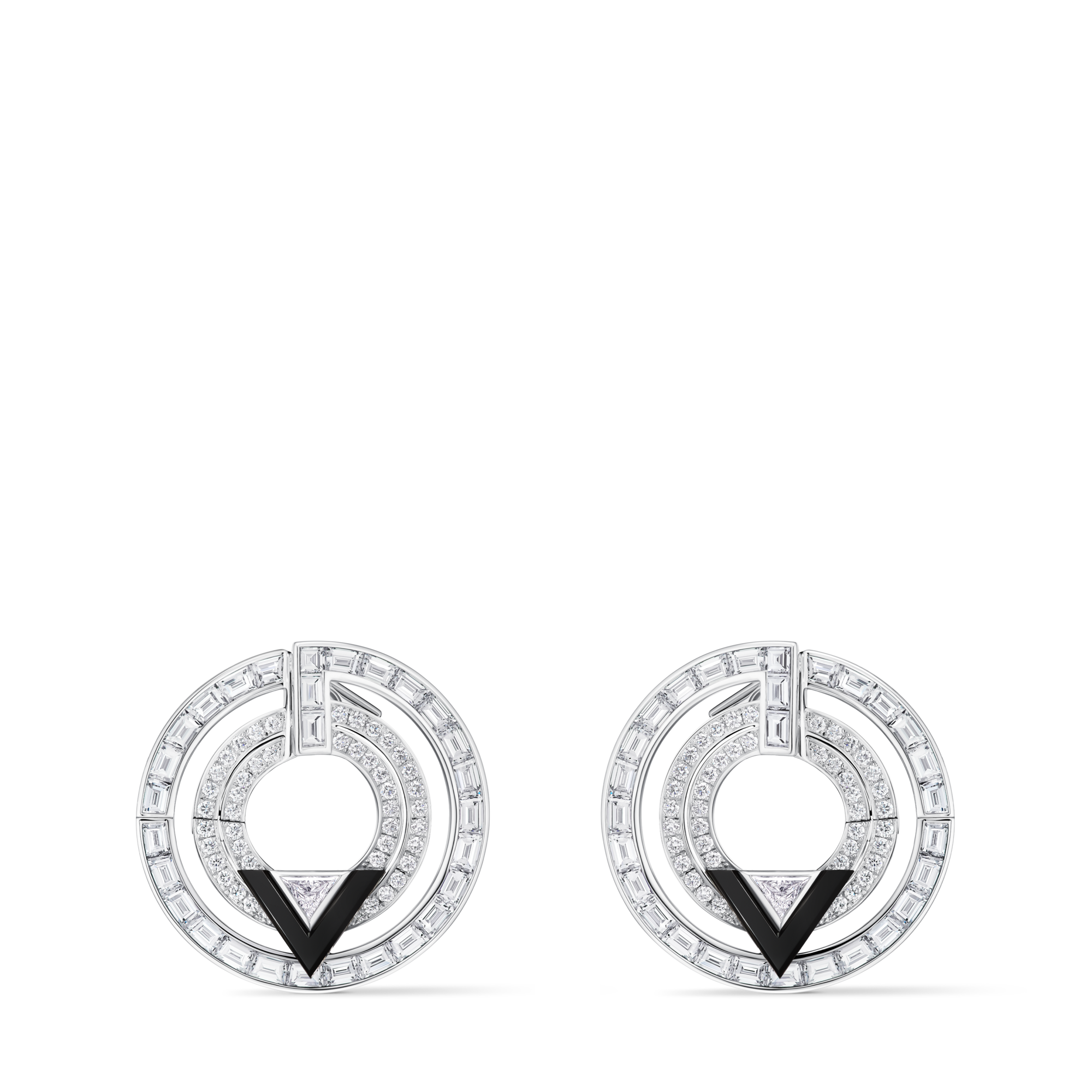 Pure V Earrings, White Gold, Onyx & Diamonds  in Les Extraordinaires