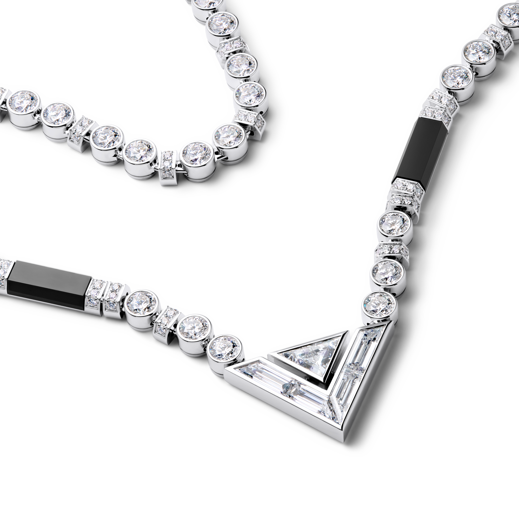 Pure V Necklace, White Gold, Onyx & Diamonds  in Les Extraordinaires