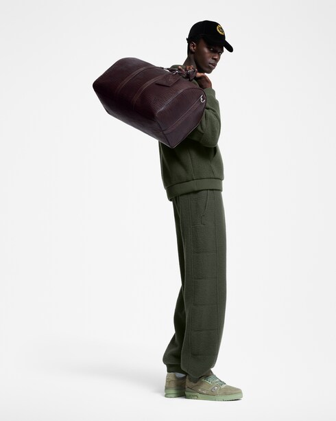 キルテッドテクスチャーウールパンツ メンズ ウェア(洋服)