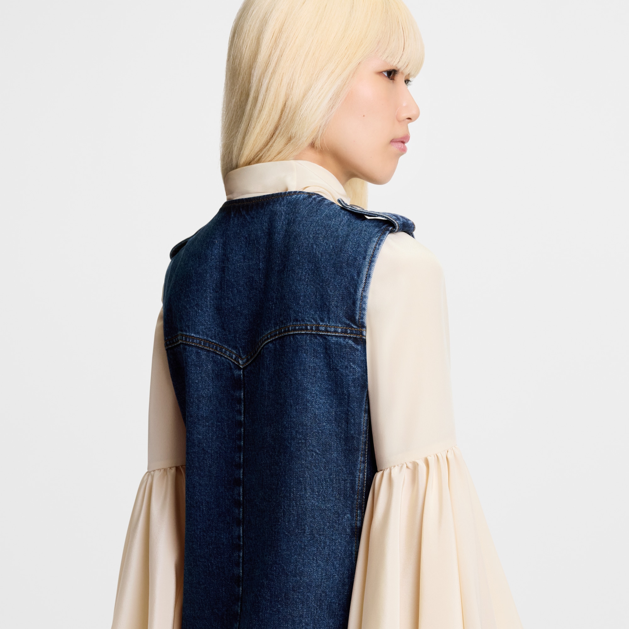 Raw Denim Zip-Up Dress  in Wanita