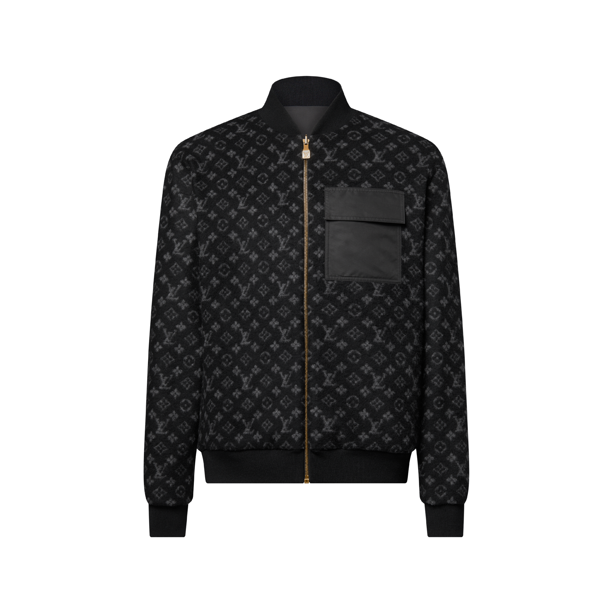 Reversible Monogram Fleece Bomber  in Pria