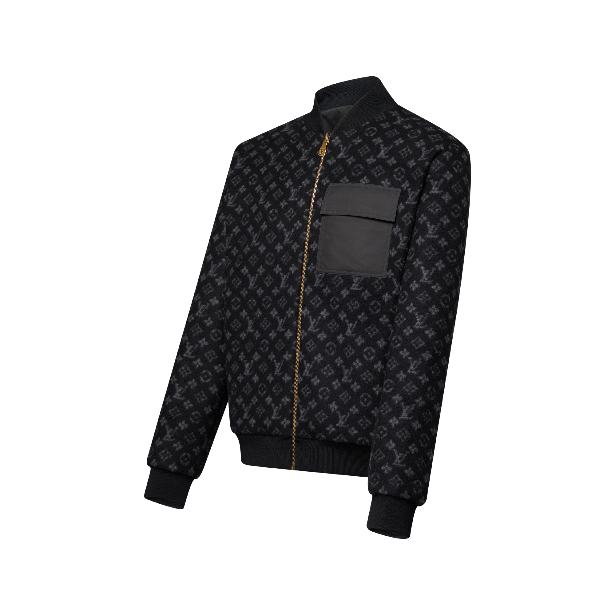 Reversible Monogram Fleece Bomber  in Pria