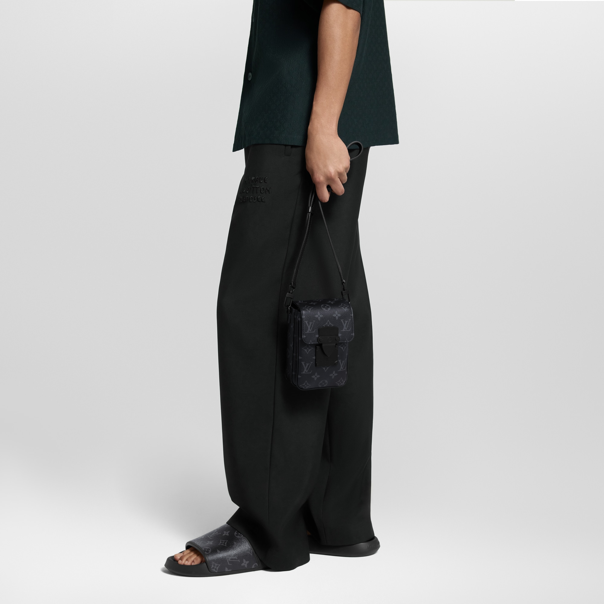 S-Lock Vertical Wearable Wallet Monogram Eclipse in Pria