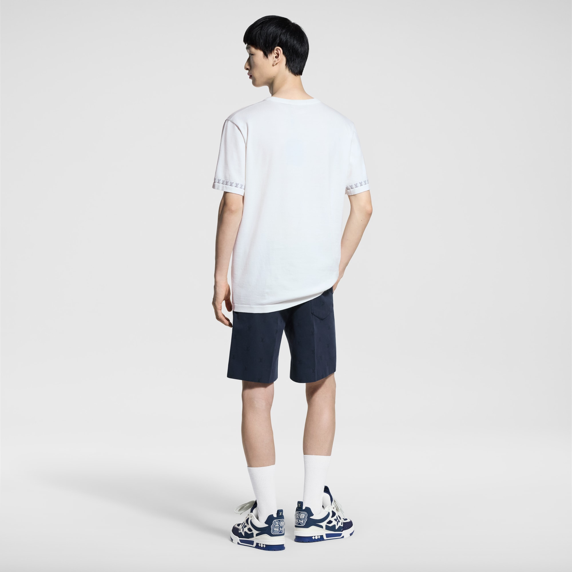 Short-Sleeved Cotton Crewneck  in Pria
