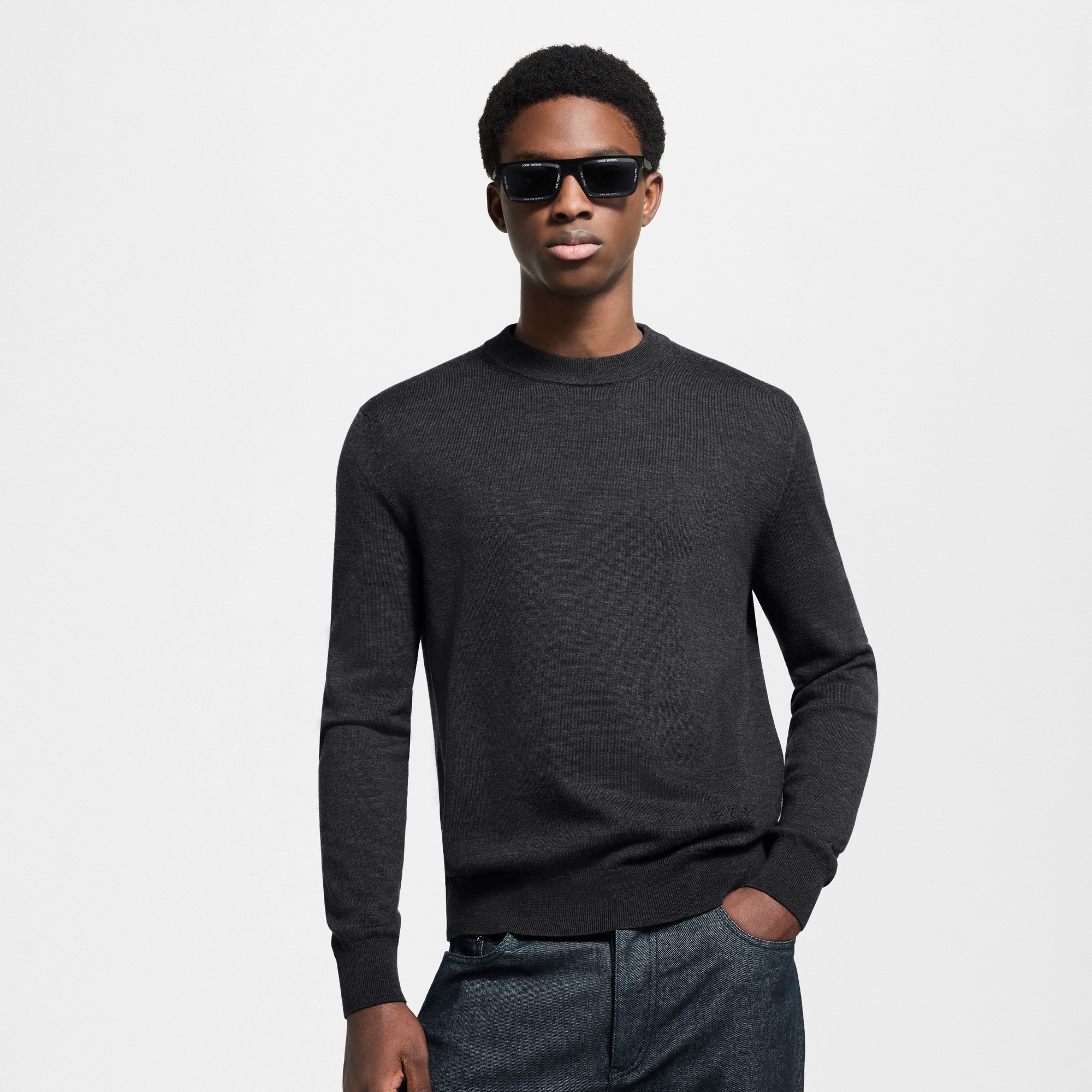 Signature Wool-Silk Blend Long-Sleeved  Crewneck  in Men