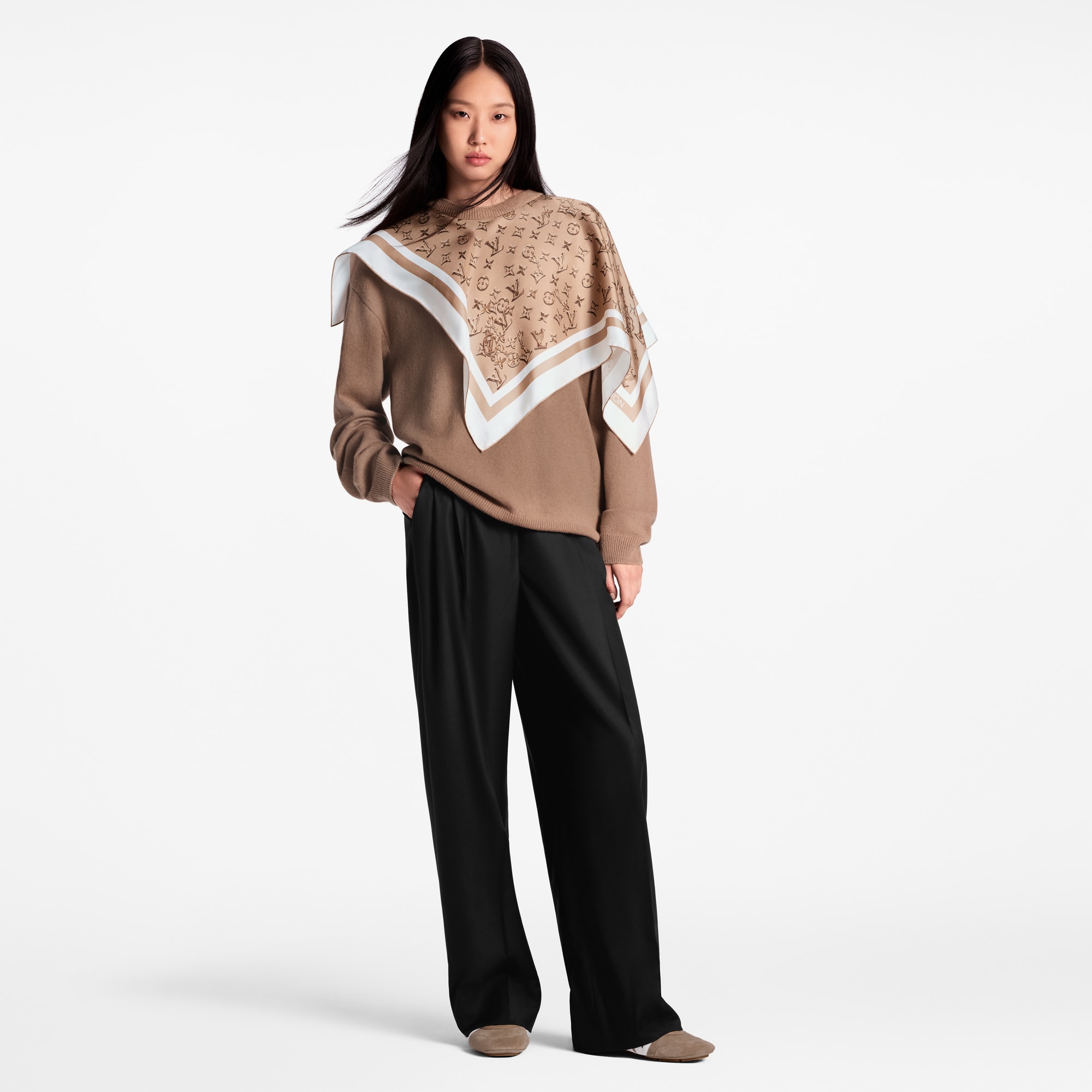 Silk Insert Cashmere Pullover  in Wanita