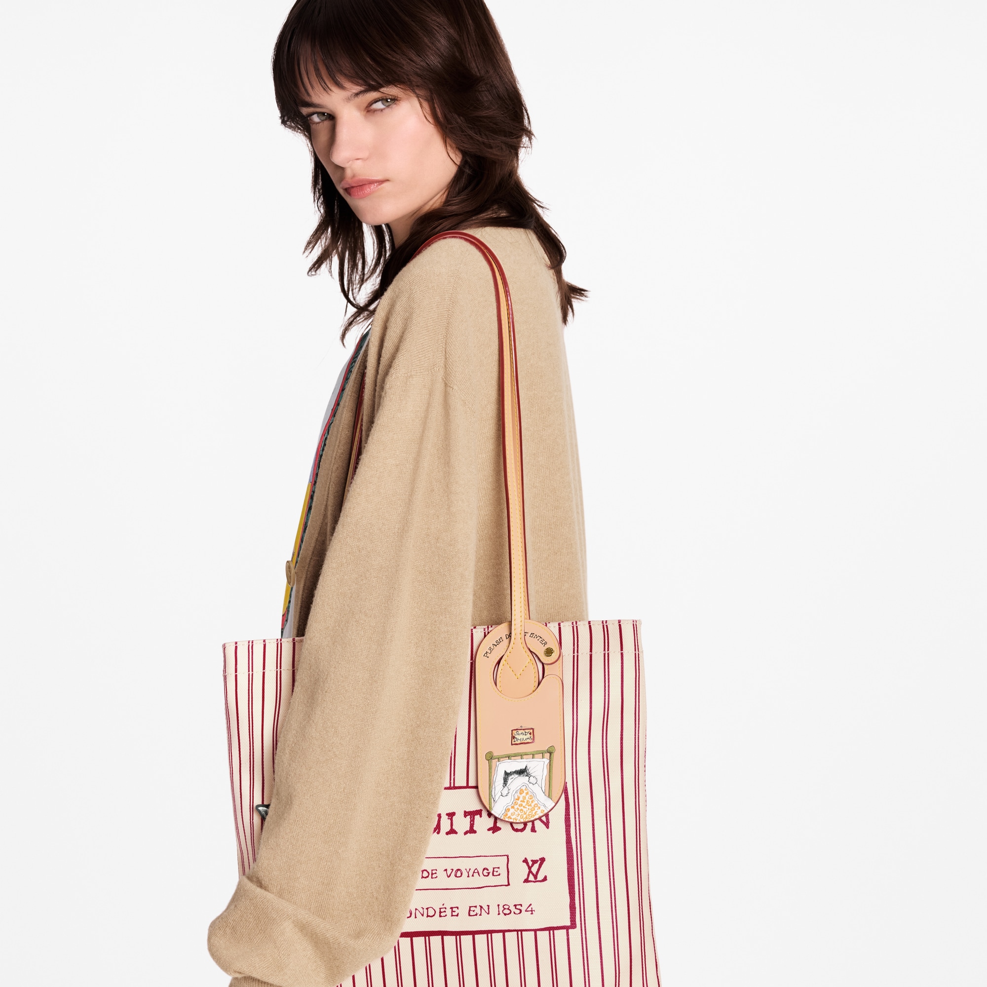 Sleeping Cat Door Sign Bag Charm S00 in Wanita