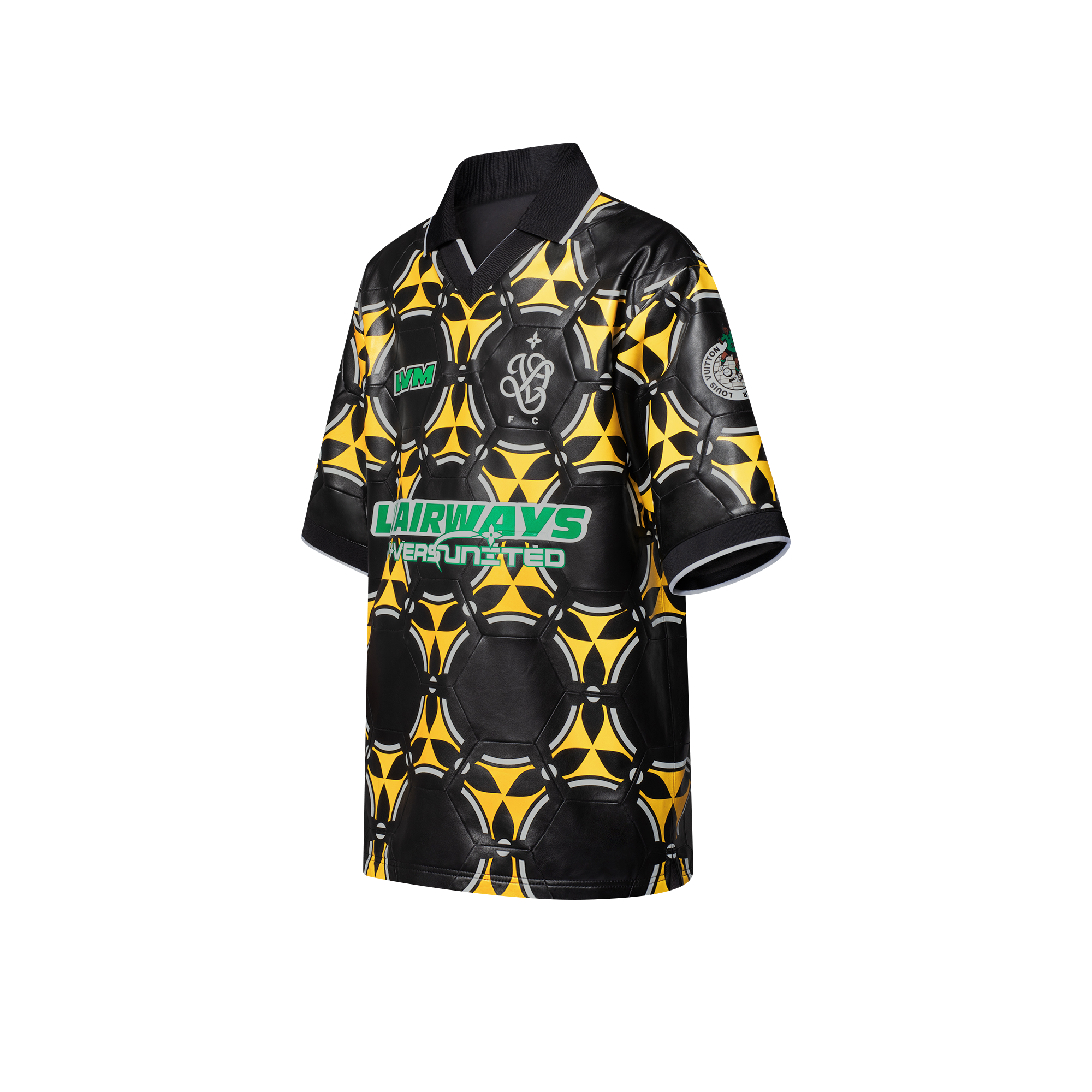 Soccer Ball Patchwork Leather Short-Sleeved Top  in Pria