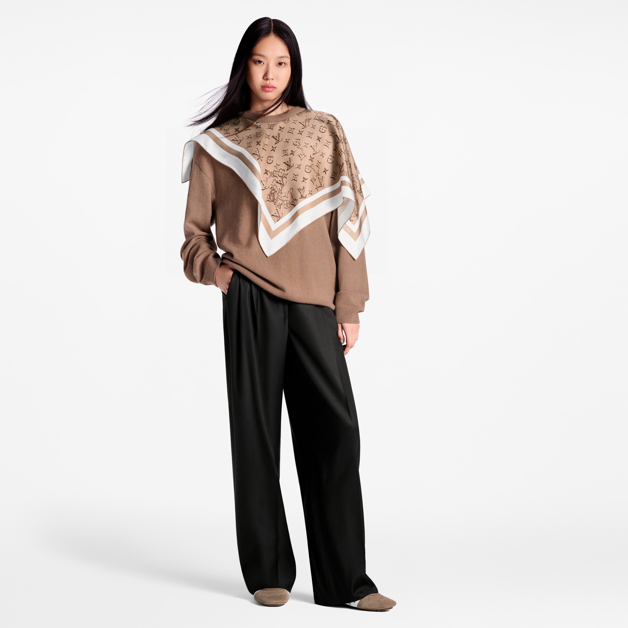 Tailored Wide-Leg Wool Pants  in Wanita