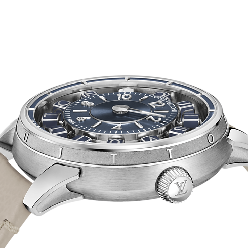 Tambour Spin Time Air, Automatic, 42.5mm, White gold in Watches's All Watches } collections by Louis Vuitton (Product zoom)