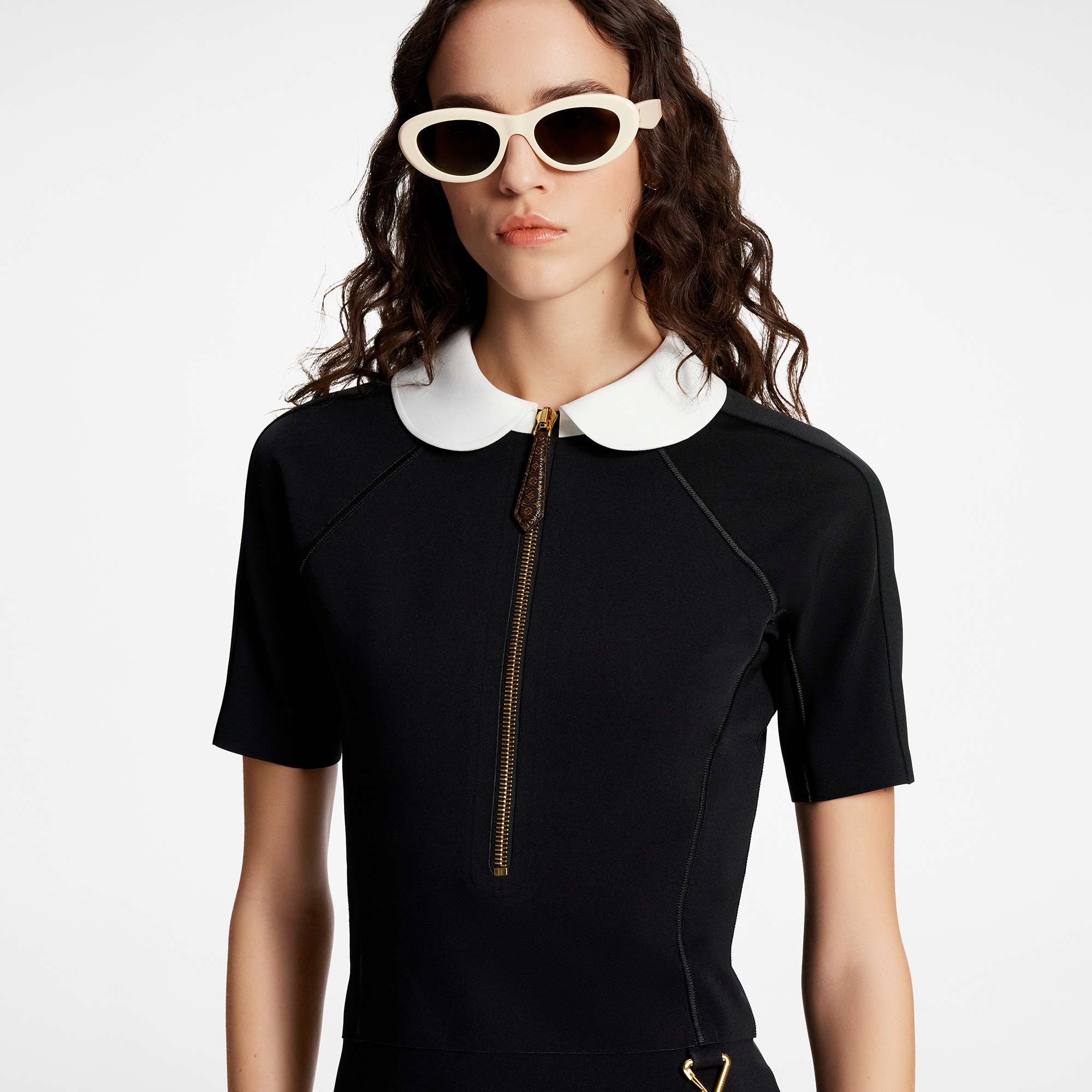 Technical Jersey Peter Pan Collar Dress   in Women