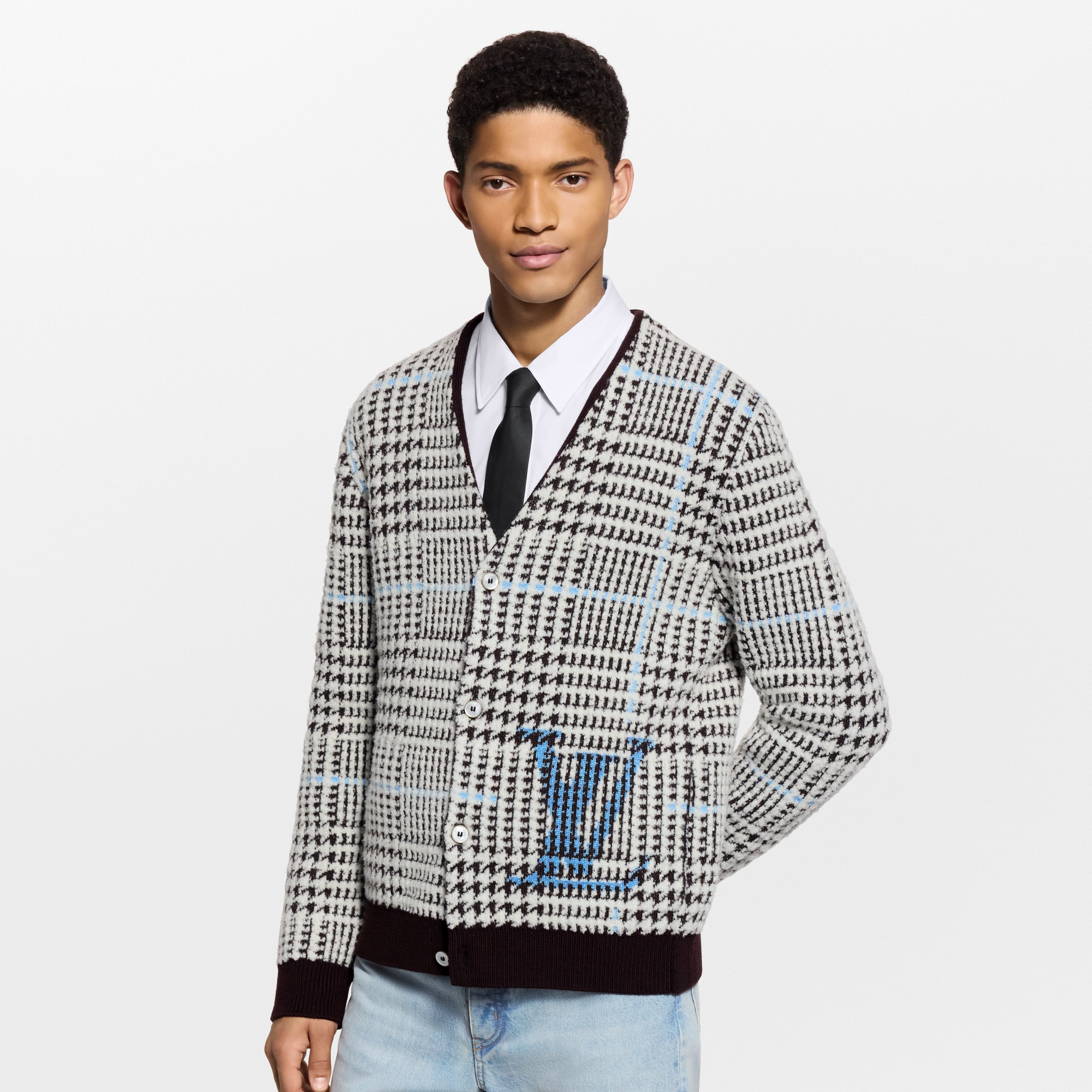 Textured Plaid Cardigan  in Pria