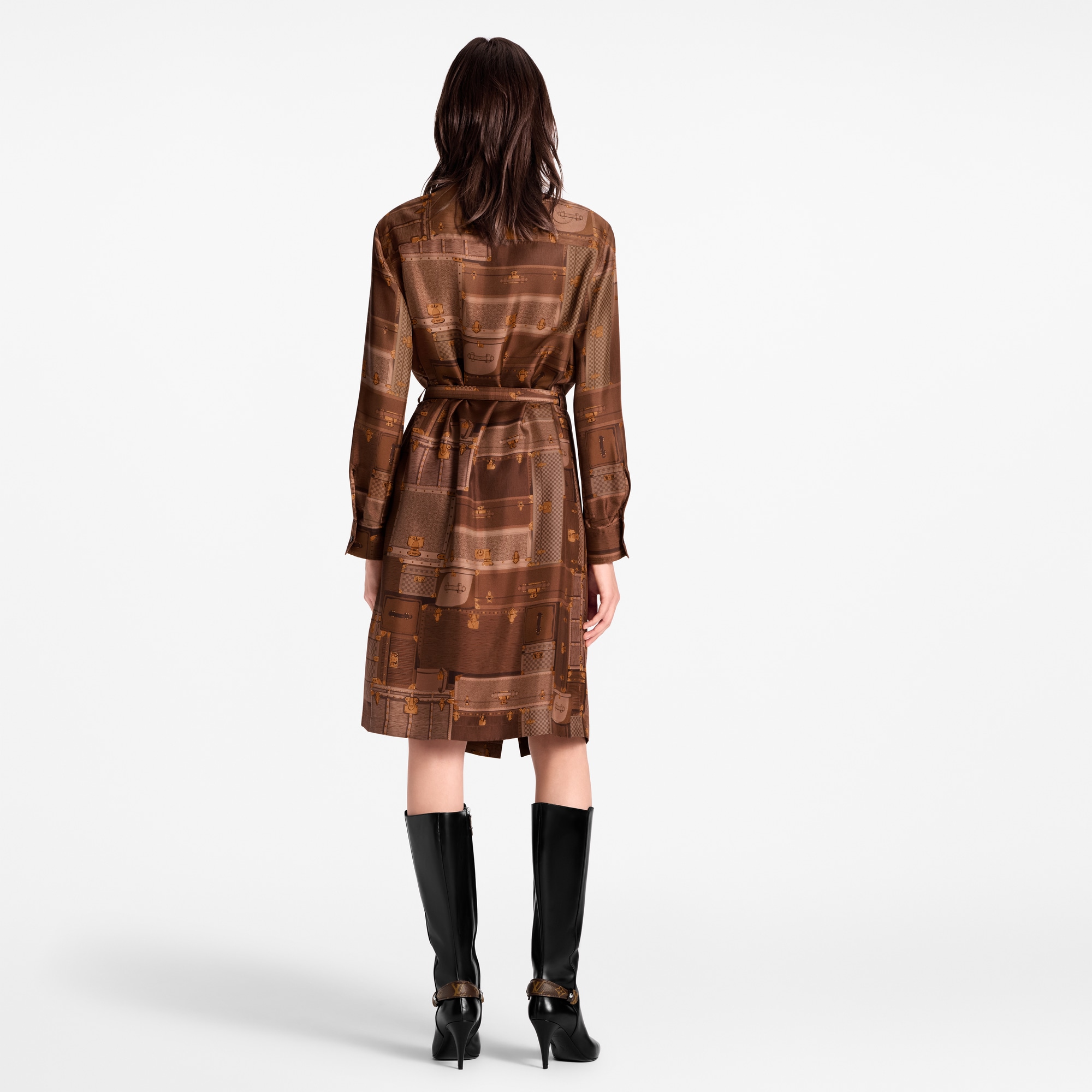 Trunk Print Shirt Dress  in Wanita