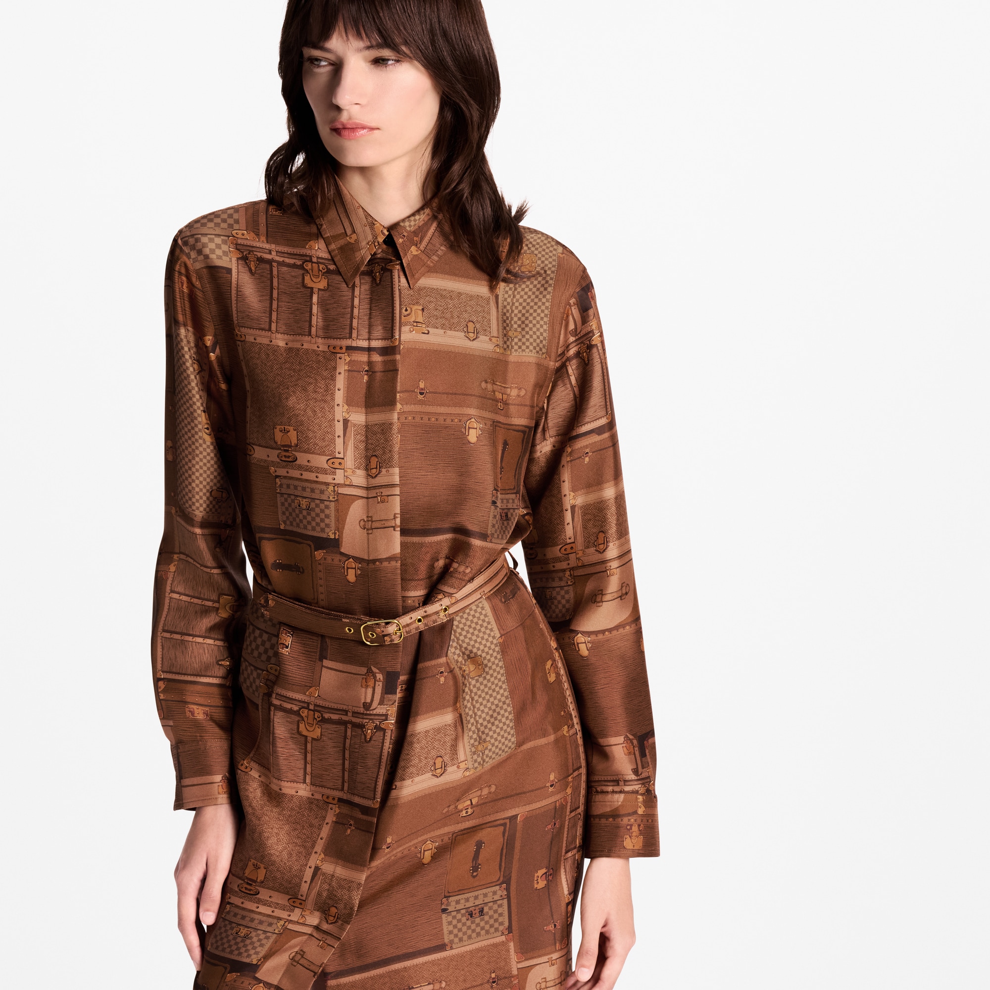Trunk Print Shirt Dress  in Wanita