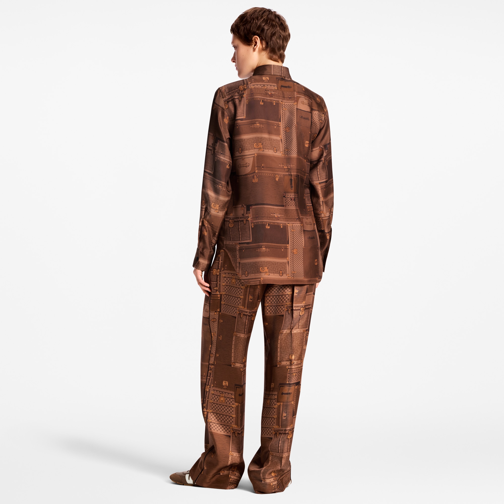 Trunk Print Silk Shirt  in Wanita