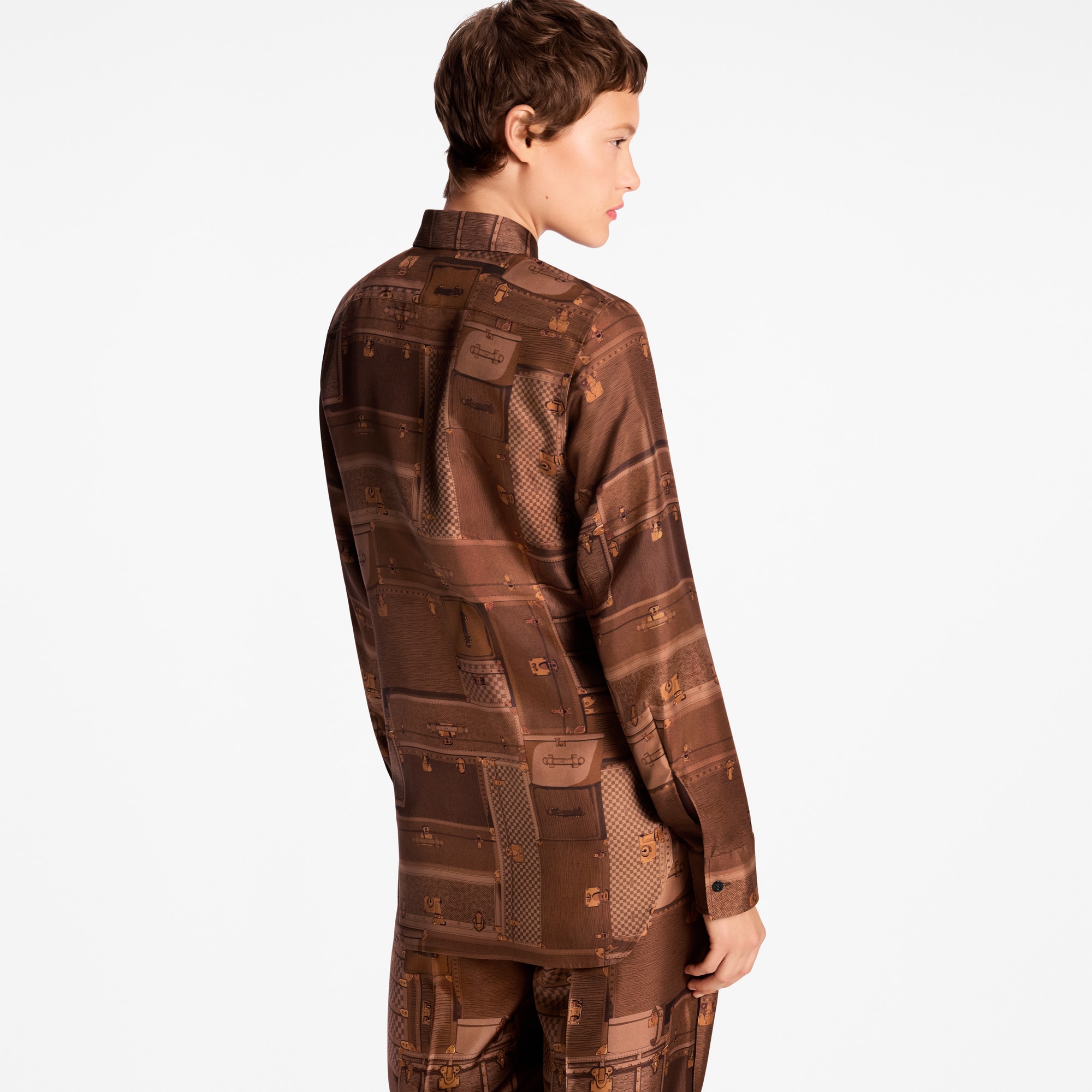 Trunk Print Silk Shirt  in Wanita