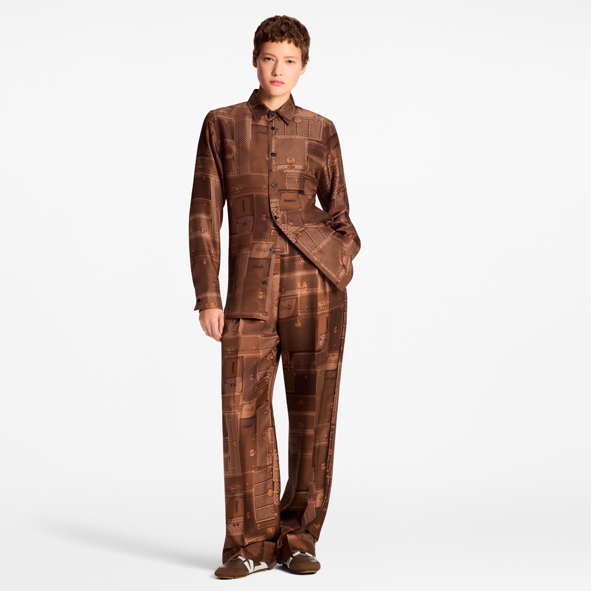 Trunk Print Silk Shirt  in Wanita