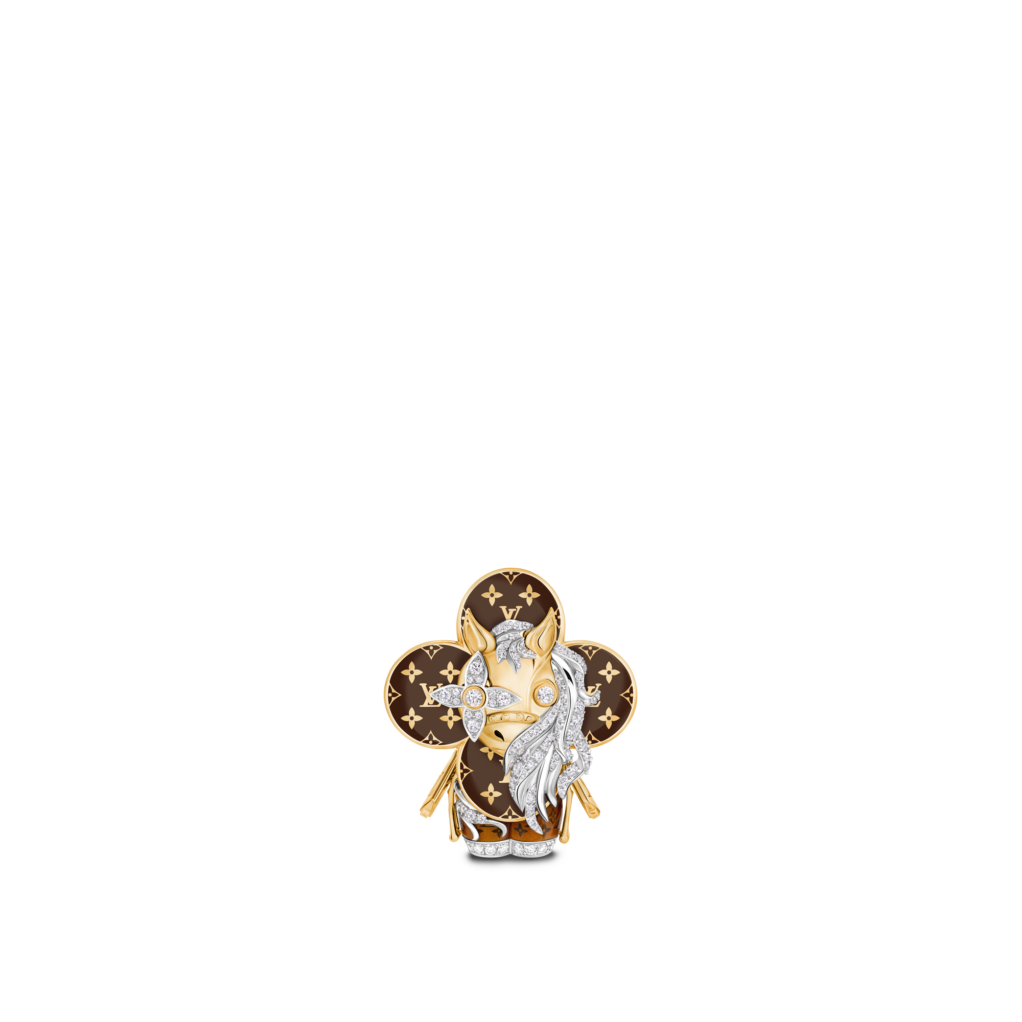 Vivienne Horse Pendant, Yellow Gold, White Gold, Lacquer & Diamonds  in Les Extraordinaires