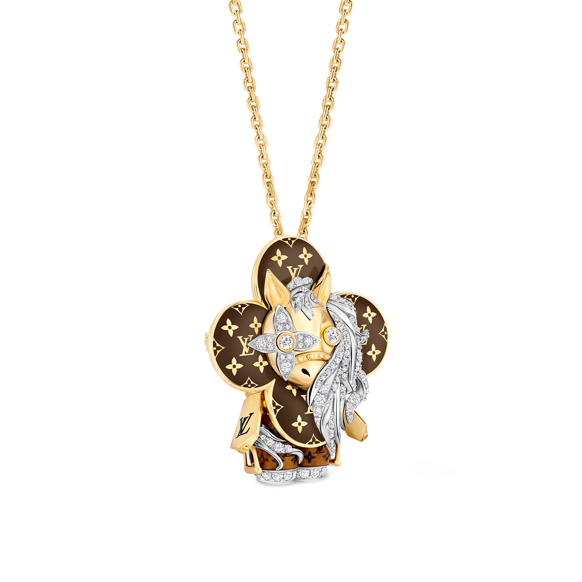Vivienne Horse Pendant, Yellow Gold, White Gold, Lacquer & Diamonds  in Les Extraordinaires