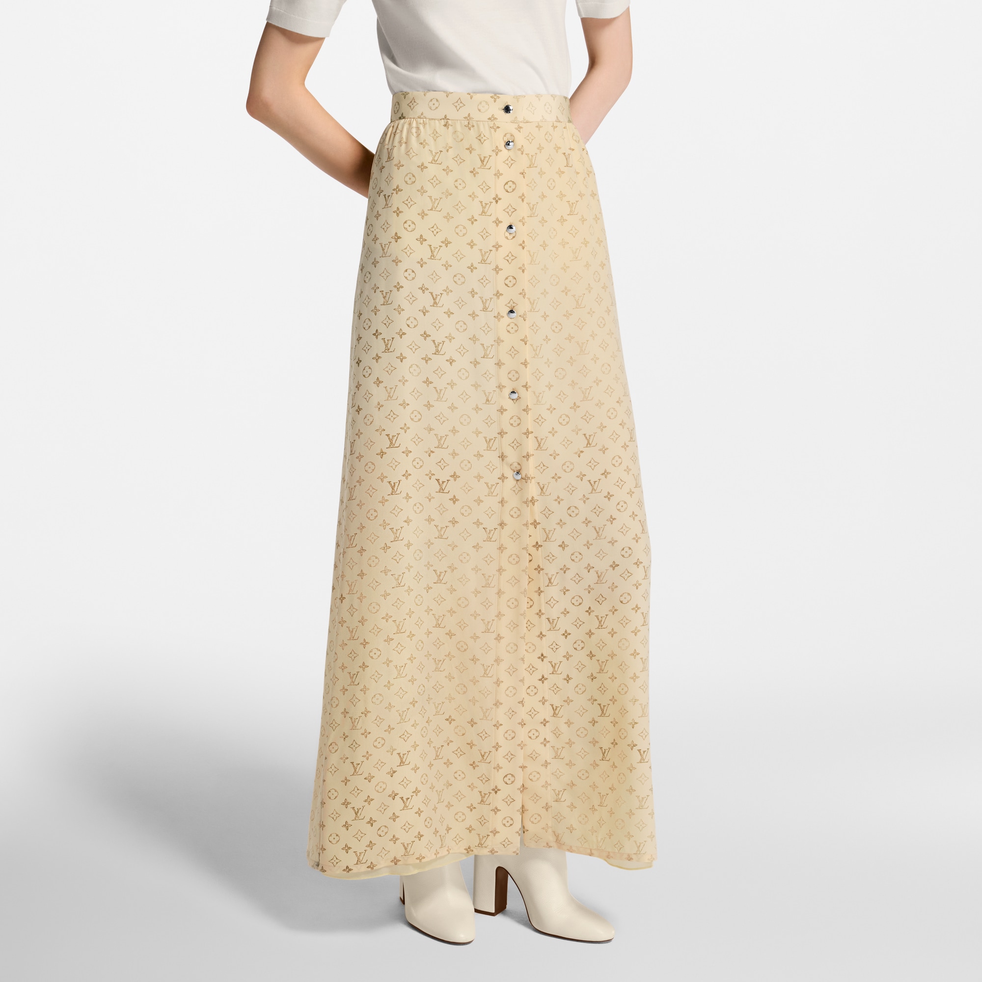 Washed Monogram Maxi Skirt  in Wanita