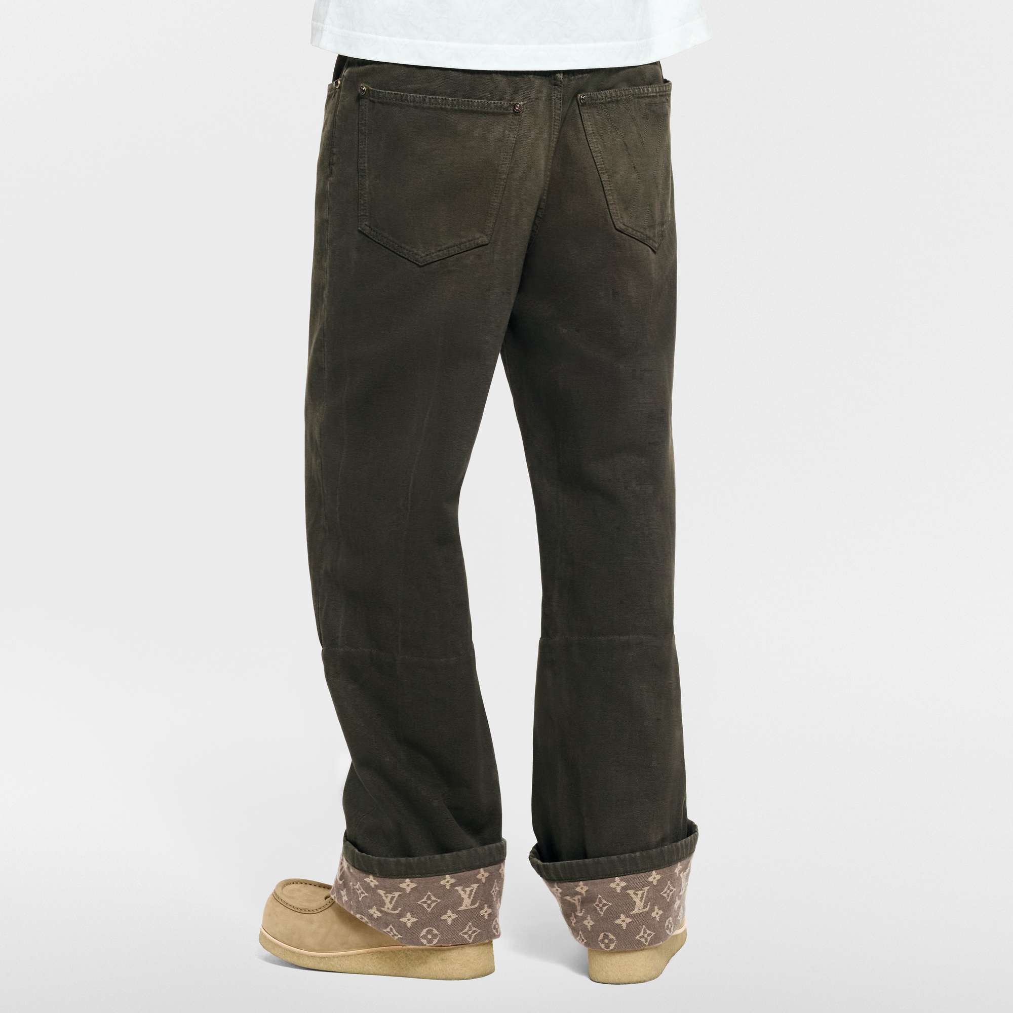 Waxed Denim Pants With Signature Turn-Ups  in Pria