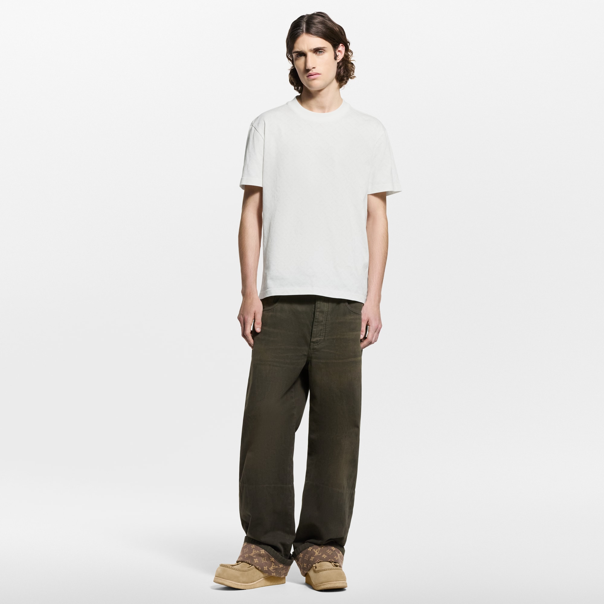 Waxed Denim Pants With Signature Turn-Ups  in Pria