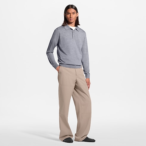 Wool Silk Cashmere Long-Sleeved Polo Shirt in Pria's Pakaian Semua Koleksi collections by Louis Vuitton (Perbesar produk)